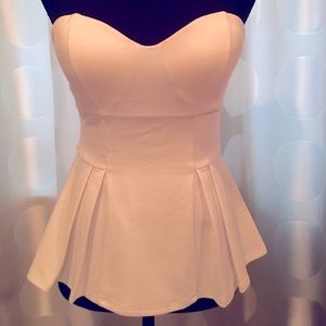 Ladies pointe peplum white top sz Small w straps